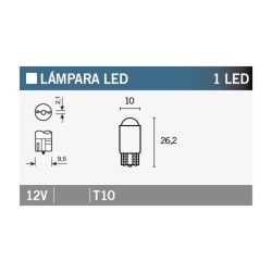 Lámpara V PARTS 1LED T10 - 10 uds