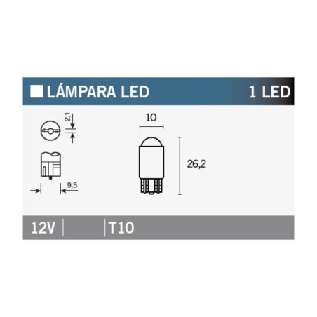 Lámpara V PARTS 1LED T10 - 10 uds