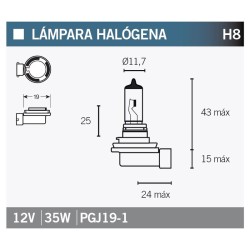 Lámpara V PARTS halógena H8