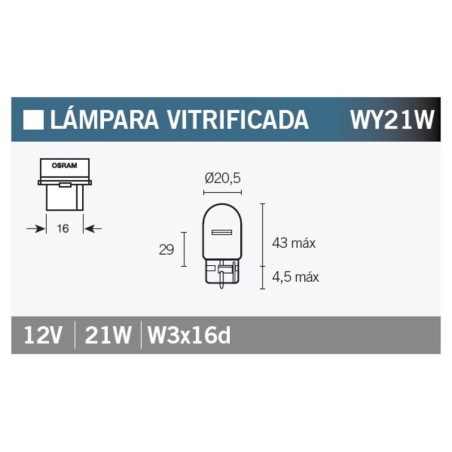 Lámpara OSRAM 7504 - WY21W 12V 21W - 10 uds