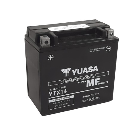 Batería YUASA W/C activada de fábrica sin mantenimiento -  YTX14 (FA)