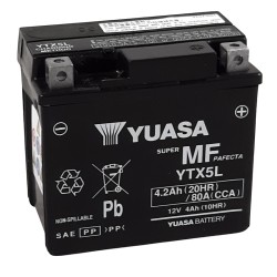 Batería YUASA W/C activada de fábrica sin mantenimiento -  YTX5L (FA)