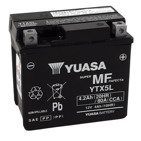 Batería YUASA W/C activada de fábrica sin mantenimiento -  YTX5L (FA)