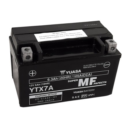 Batería YUASA W/C activada de fábrica sin mantenimiento -  YTX7A (FA)