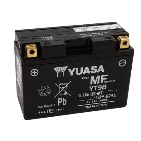 Batería YUASA W/C activada de fábrica sin mantenimiento -  YT9B