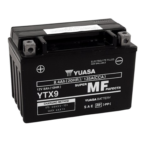 Batería YUASA W/C activada de fábrica sin mantenimiento -  YTX9 (FA)