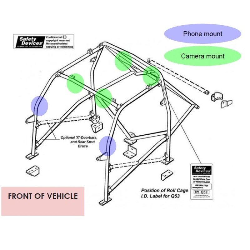 Soporte de abrazadera QUAD LOCK 360 para barras y jaulas de seguridad Ø32-60mmØ