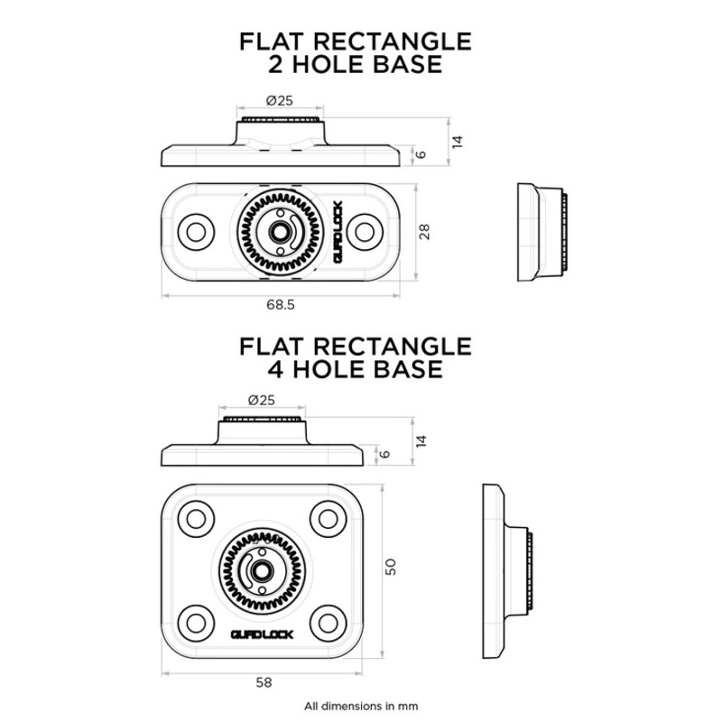 Base rectangular de 2 agujeros QUAD LOCK 360