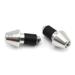 Juego contrapesos manillar V PARTS cónicos aluminio 17.5mm plata