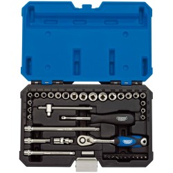 Kit de 40uds de Vasos & llaves carraca métrica & pulgada 1/4'' DRAPER