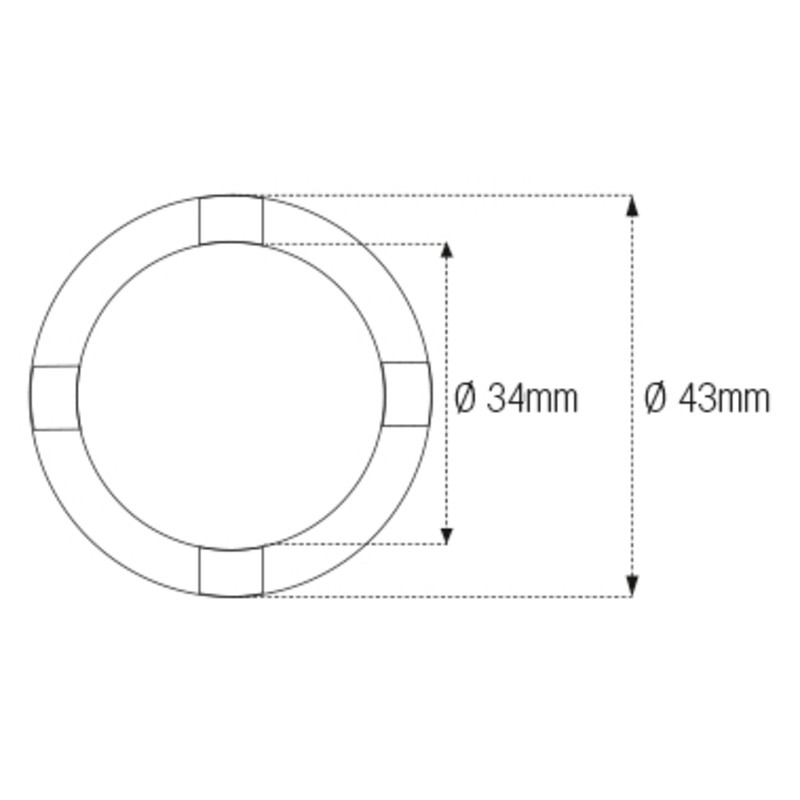 Vaso almenado cilíndrico para eje oscillante/chasis JMP Øint34mm /Øext43mm 4 muescas Kawasaki