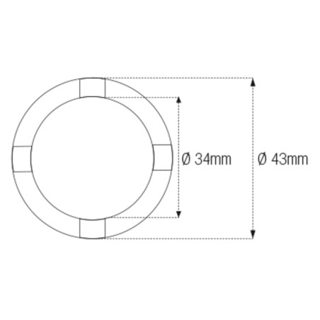 Vaso almenado cilíndrico para eje oscillante/chasis JMP Øint34mm /Øext43mm 4 muescas Kawasaki