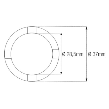 Vaso almenado cilíndrico para eje oscillante/chasis JMP Øint28,5mm /Øext37mm 4 muescas Kawasaki
