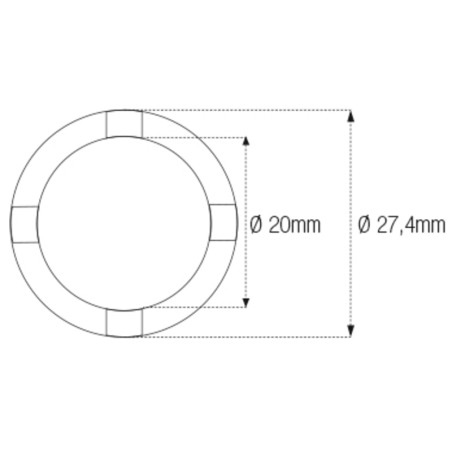 Vaso almenado cilíndrico para eje oscillante/chasis JMP Øint20mm /Øext27,4mm 4 muescas BMW