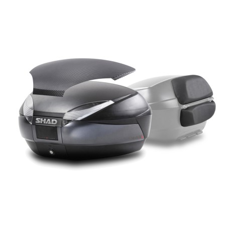 Baúl SHAD SH48 Gris Tapa CARBONO + DOBLE Respaldo