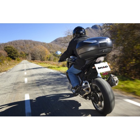 Baúl SHAD SH48 Gris Tapa CARBONO + DOBLE Respaldo