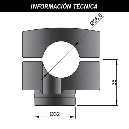 Torreta sujecion manillar negra mate exc V PARTS