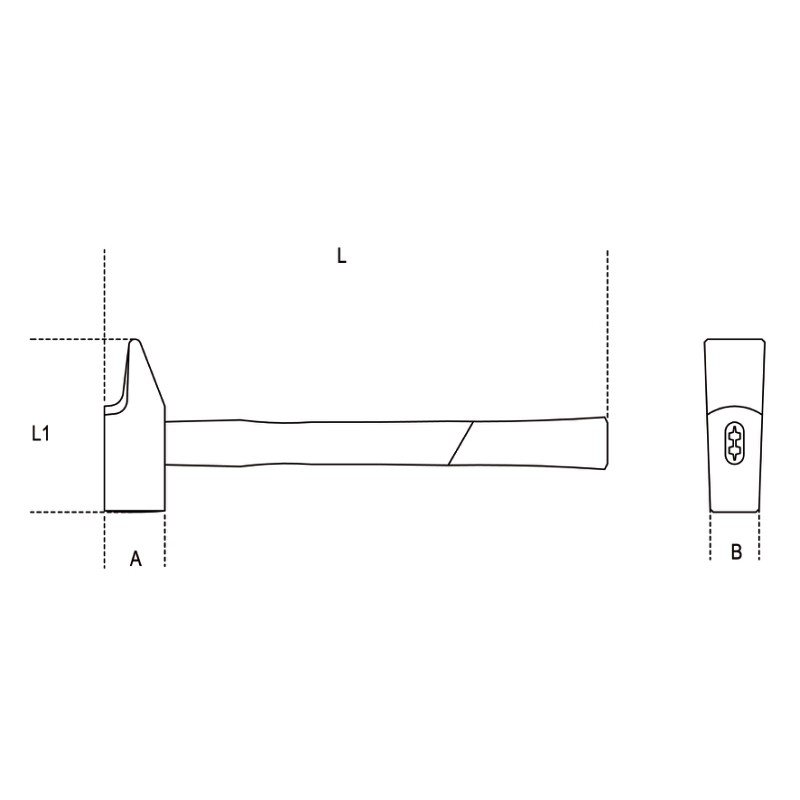 BETA Martillo de mecánico con cabeza de remache, tamaño 40, mango de fibra