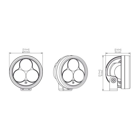 Faro auxiliar LED DENALI D3 TriOptic™ DataDim™