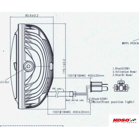 Faro LED KOSO Thunderbolt 170mm