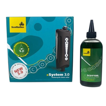Sistema de lubricación SCOTTOILER xSystem 3.0 + Lubricante All Climate Biodegradable Green 250ml