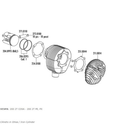 Kit de cilindro POLINI - Ø68,5mm