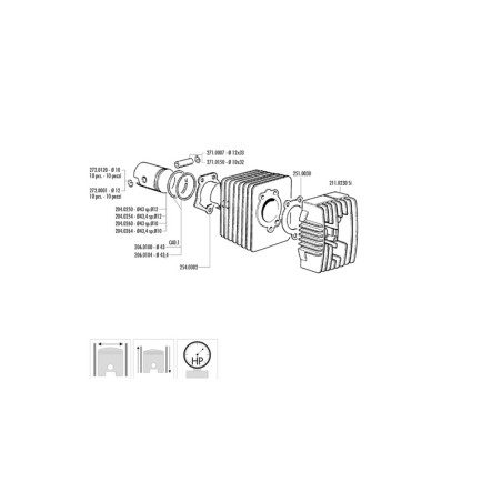 Kit de cilindro completo POLINI Racing hierro Ø43mm (bulón Ø10mm)