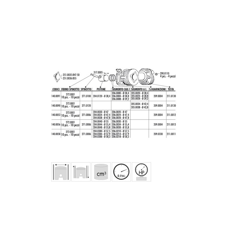 Kit de cilindro completo POLINI hierro Ø55mm