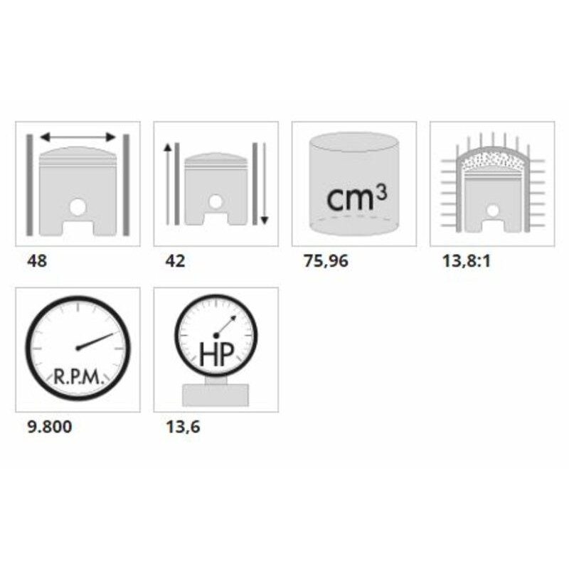 Kit grupo térmico Polini Minarelli Serie 6000, carrera 42, 80 cc
