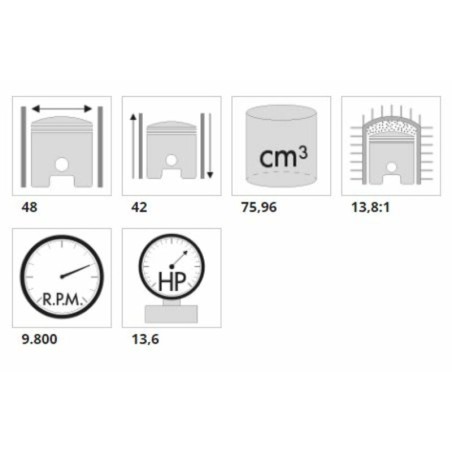 Kit grupo térmico Polini Minarelli Serie 6000, carrera 42, 80 cc