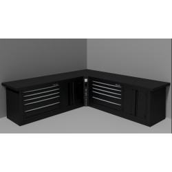 Panel de conexión de esquina entre bancos de trabajo Bike-Lift, con alimentación y manguera de aire - MF-PANG-900 A/E