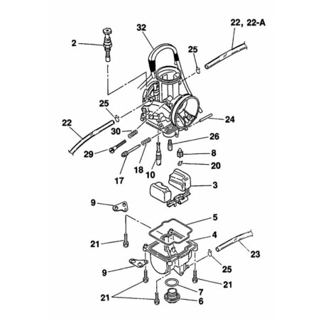 Carburador Quad vent KEIHIN PWK36 Ø35mm 