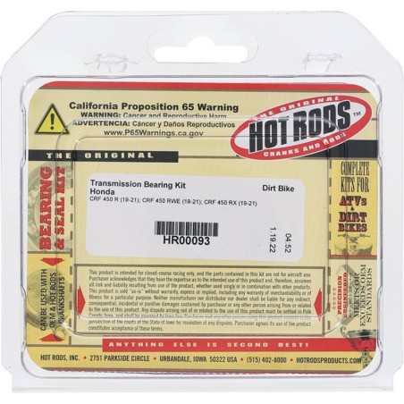 Kit de rodamientos caja de cambios HOT RODS - Honda CRF 450 R / RWE / RX