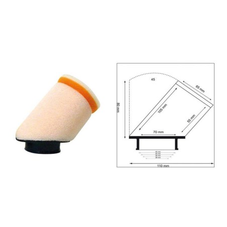 Filtro de aire Twin Air cilíndrico 45° manguito Ø40mm - 158976