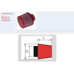 Filtro de aire BMC universal cónico Ø70mm x 70mm