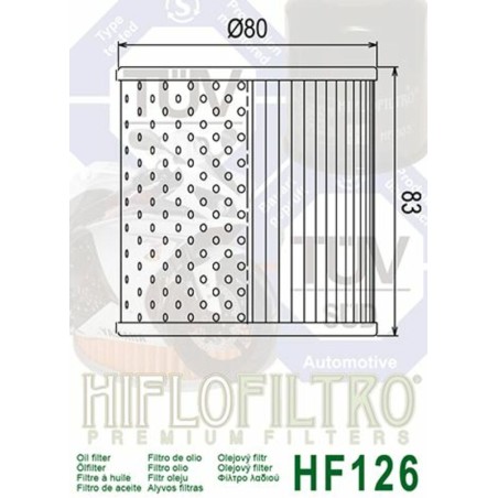 Filtro de aceite HIFLOFILTRO - HF126