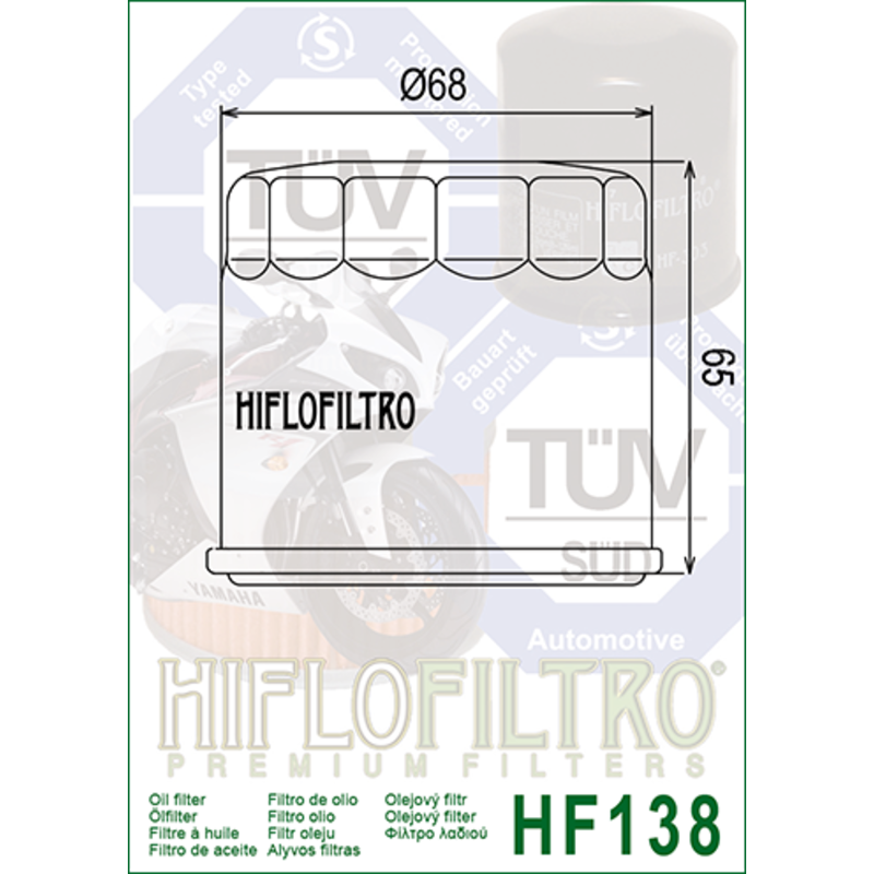 Filtro de aceite HIFLOFILTRO cromo - HF138C