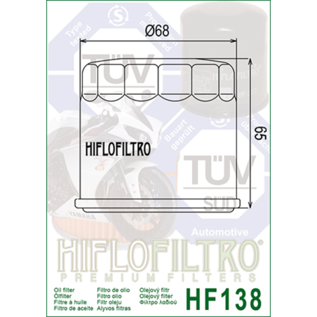 Filtro de aceite HIFLOFILTRO cromo - HF138C