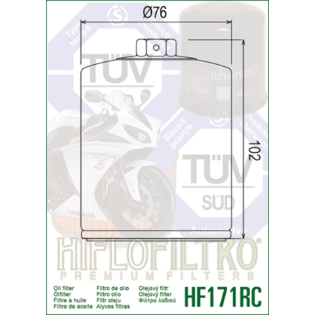 Filtro de aceite HIFLOFILTRO Performance chrome - HF171CRC