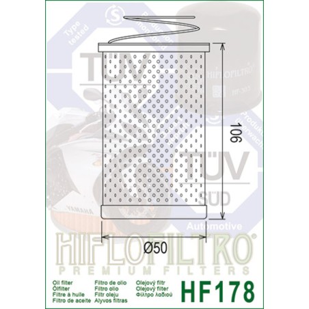Filtro de aceite HIFLOFILTRO - HF178
