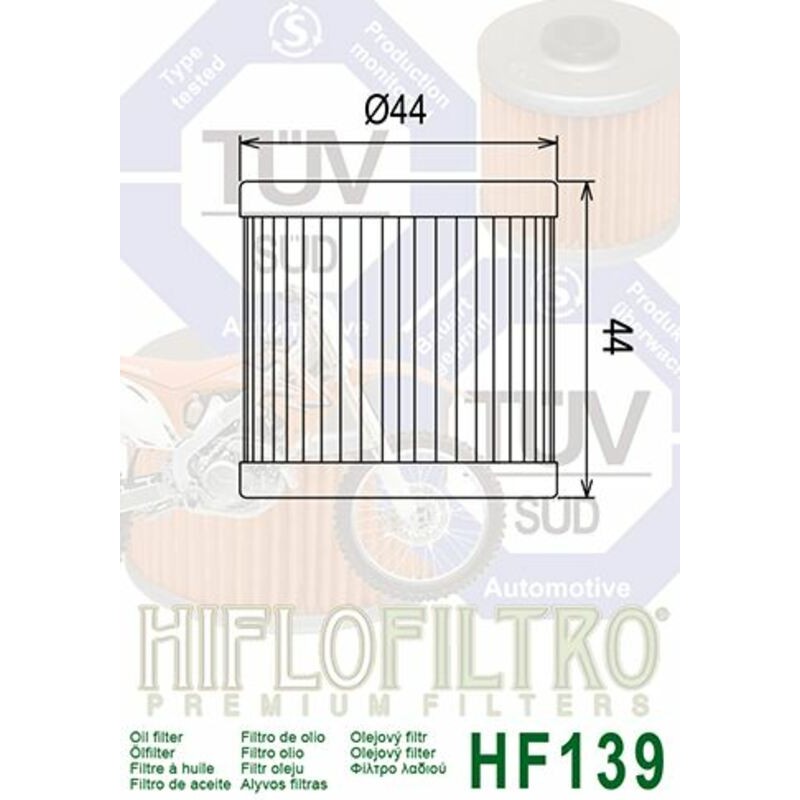 Filtro de aceite HIFLOFILTRO - HF139