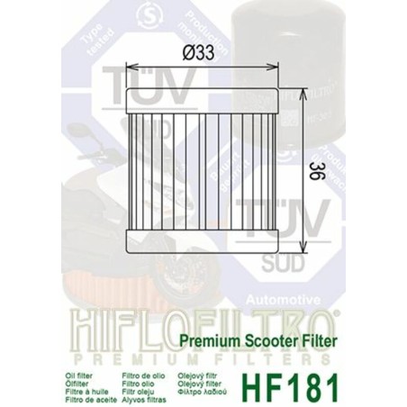 Filtro de aceite HIFLOFILTRO - HF181