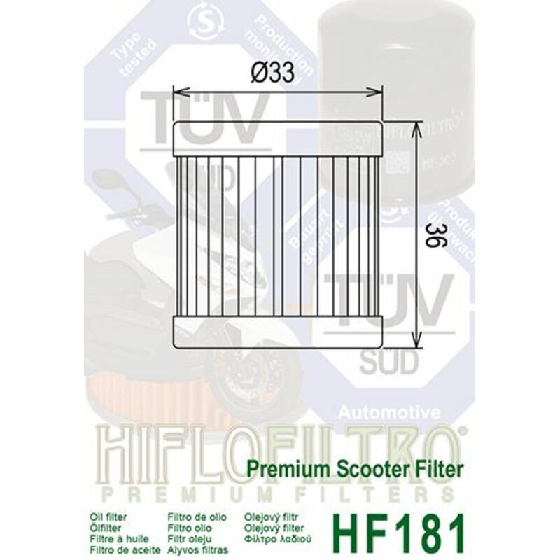 Filtro de aceite HIFLOFILTRO - HF181