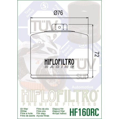 Filtro de aceite HIFLOFILTRO Racing - HF160RC