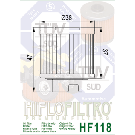 Filtro de aceite HIFLOFILTRO - HF118