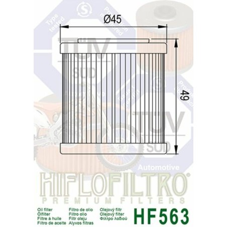 Filtro de aceite HIFLOFILTRO - HF563