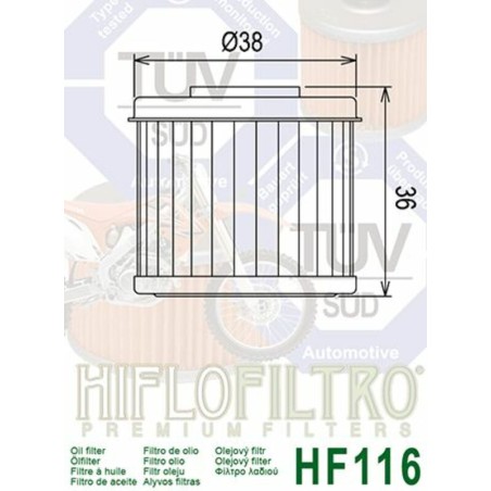 Filtro de aceite HIFLOFILTRO - HF116