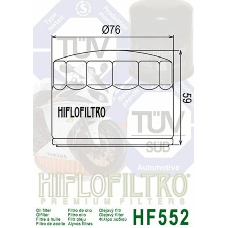 Filtro de aceite HIFLOFILTRO - HF552
