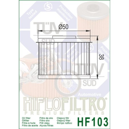 Filtro de aceite HIFLOFILTRO Racing - HF103
