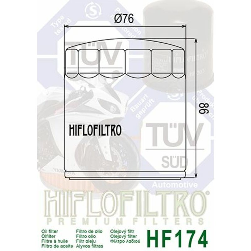 Filtro de aceite HIFLOFILTRO cromo - HF174C